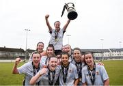 9 March 2018; Chloe Moloney of IT Carlow is held aloft by team-mates after the RUSTLERS WSCAI Kelly Cup Final match between UCC and IT Carlow at Jackman Park in Limerick.  Photo by Diarmuid Greene/Sportsfile