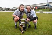 9 March 2018; Player of the Match Chloe Moloney, left, and Orlaith Conlon of IT Carlow celebrate with the cup after the RUSTLERS WSCAI Kelly Cup Final match between UCC and IT Carlow at Jackman Park in Limerick.  Photo by Diarmuid Greene/Sportsfile