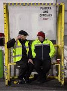 9 March 2018; Oriel Park stewards Noel Fisher and Eugene Magee take a break prior to the SSE Airtricity League Premier Division match between Dundalk and Cork City at Oriel Park in Dundalk, Louth. Photo by Stephen McCarthy/Sportsfile