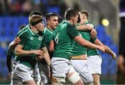 9 March 2018; Jack O'Sullivan of Ireland is congratulated by his team-mates after scoring his side's first try during the U20 Six Nations Rugby Championship match between Ireland and Scotland at Donnybrook Stadium in Dublin. Photo by David Fitzgerald/Sportsfile