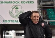 9 March 2018; Derry City manager Kenny Shiels makes his way to the pitch prior to the SSE Airtricity League Premier Division match between Shamrock Rovers and Derry City at Tallaght Stadium in Tallaght, Dublin. Photo by Seb Daly/Sportsfile