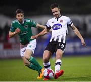 9 March 2018; Robbie Benson of Dundalk in action against Gearoid Morrissey of Cork City during the SSE Airtricity League Premier Division match between Dundalk and Cork City at Oriel Park in Dundalk, Louth. Photo by Stephen McCarthy/Sportsfile