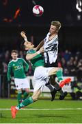 9 March 2018; Graham Cummins of Cork City in action against Daniel Cleary of Dundalk during the SSE Airtricity League Premier Division match between Dundalk and Cork City at Oriel Park in Dundalk, Louth. Photo by Stephen McCarthy/Sportsfile
