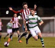 9 March 2018; Lee Grace of Shamrock Rovers in action against Ronan Curtis of Derry City during the SSE Airtricity League Premier Division match between Shamrock Rovers and Derry City at Tallaght Stadium in Tallaght, Dublin. Photo by Seb Daly/Sportsfile