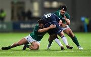 9 March 2018; Bradley Clements of Scotland is tackled by Eoghan Clarke, left, and Tom O'Toole of Ireland during the U20 Six Nations Rugby Championship match between Ireland and Scotland at Donnybrook Stadium in Dublin. Photo by David Fitzgerald/Sportsfile