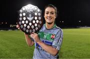 9 March 2018; Queen's University captain Joanne Doonan with the O'Connor Shield after the Gourmet Food Parlour HEC O'Connor Shield Final match between Queen's University and NUI Galway at the GAA National Games Development Centre in Abbotstown, Dublin. Photo by Brendan Moran/Sportsfile