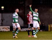9 March 2018; Graham Burke, right, of Shamrock Rovers celebrates after scoring his side's first goal during the SSE Airtricity League Premier Division match between Shamrock Rovers and Derry City at Tallaght Stadium in Tallaght, Dublin. Photo by Seb Daly/Sportsfile