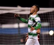 9 March 2018; Graham Burke of Shamrock Rovers reacts after seeing his shot saved during the SSE Airtricity League Premier Division match between Shamrock Rovers and Derry City at Tallaght Stadium in Tallaght, Dublin. Photo by Seb Daly/Sportsfile
