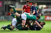 9 March 2018; Michael Silvester of Ireland supported by team mates Angus Kernohan and Angus Curtis is tackled by Stafford McDowall of Scotland during the U20 Six Nations Rugby Championship match between Ireland and Scotland at Donnybrook Stadium in Dublin. Photo by David Fitzgerald/Sportsfile