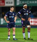 9 March 2018; A dejected Charlie Chapman, left, and Devante Onojaife of Scotland following their side's defeat in the U20 Six Nations Rugby Championship match between Ireland and Scotland at Donnybrook Stadium in Dublin. Photo by David Fitzgerald/Sportsfile