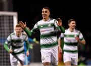 9 March 2018; Graham Burke of Shamrock Rovers celebrates after scoring his third and his side's fifth goal during the SSE Airtricity League Premier Division match between Shamrock Rovers and Derry City at Tallaght Stadium in Tallaght, Dublin. Photo by Seb Daly/Sportsfile
