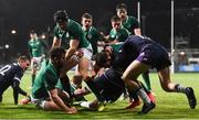 9 March 2018; Joe Dunleavy of Ireland is tackled by Fraser Strachan of Scotland during the U20 Six Nations Rugby Championship match between Ireland and Scotland at Donnybrook Stadium in Dublin. Photo by David Fitzgerald/Sportsfile