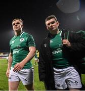 9 March 2018; Michael Silvester of Ireland, left, and Hugh O'Sullivan following the U20 Six Nations Rugby Championship match between Ireland and Scotland at Donnybrook Stadium in Dublin. Photo by David Fitzgerald/Sportsfile