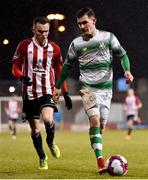 9 March 2018; Trevor Clarke of Shamrock Rovers in action against Rory Hale of Derry City during the SSE Airtricity League Premier Division match between Shamrock Rovers and Derry City at Tallaght Stadium in Tallaght, Dublin. Photo by Seb Daly/Sportsfile