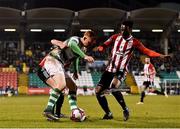 9 March 2018; Gary Shaw of Shamrock Rovers in action against Eoin Toa and Dapo Kayode of Derry City during the SSE Airtricity League Premier Division match between Shamrock Rovers and Derry City at Tallaght Stadium in Tallaght, Dublin. Photo by Seb Daly/Sportsfile