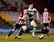 9 March 2018; Aaron McEneff of Derry City in action against Ronan Finn of Shamrock Rovers during the SSE Airtricity League Premier Division match between Shamrock Rovers and Derry City at Tallaght Stadium in Tallaght, Dublin. Photo by Seb Daly/Sportsfile