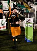 9 March 2018; Sergeant Joe Meade, of the 7th Battalion, Rathmines, leads the sides out prior to the SSE Airtricity League Premier Division match between Shamrock Rovers and Derry City at Tallaght Stadium in Tallaght, Dublin. Photo by Seb Daly/Sportsfile