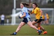 10 March 2018; Tarah O'Sullivan of UCD in action against Muireann Atkinson of DCU during the Gourmet Food Parlour HEC O'Connor Cup semi-final match between Dublin City University and University College Dublin at IT Blanchardstown in Blanchardstown, Dublin. Photo by David Fitzgerald/Sportsfile