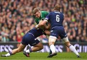 10 March 2018; Dan Leavy of Ireland is tackled by Stuart McInally, left, and John Barclay of Scotland during the NatWest Six Nations Rugby Championship match between Ireland and Scotland at the Aviva Stadium in Dublin. Photo by Brendan Moran/Sportsfile
