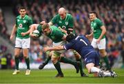 10 March 2018; Dan Leavy of Ireland is tackled by Gordon Reid of Scotland during the NatWest Six Nations Rugby Championship match between Ireland and Scotland at the Aviva Stadium in Dublin. Photo by Brendan Moran/Sportsfile