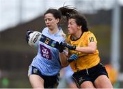 10 March 2018; Michelle Davoren of UCD in action against Leah Caffrey of DCU during the Gourmet Food Parlour HEC O'Connor Cup semi-final match between Dublin City University and University College Dublin at IT Blanchardstown in Blanchardstown, Dublin. Photo by David Fitzgerald/Sportsfile