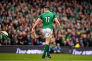 10 March 2018; Jacob Stockdale of Ireland leaves the ball behind after scoring his side's first try during the NatWest Six Nations Rugby Championship match between Ireland and Scotland at the Aviva Stadium in Dublin. Photo by Brendan Moran/Sportsfile