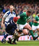 10 March 2018; Tadhg Furlong of Ireland is tackled by Grant Gilchrist of Scotland during the NatWest Six Nations Rugby Championship match between Ireland and Scotland at the Aviva Stadium in Dublin. Photo by Ramsey Cardy/Sportsfile