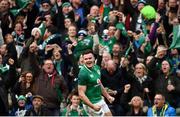 10 March 2018; Jacob Stockdale of Ireland celebrates after scoring his side's second try during the NatWest Six Nations Rugby Championship match between Ireland and Scotland at the Aviva Stadium in Dublin. Photo by Ramsey Cardy/Sportsfile