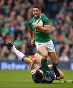 10 March 2018; Rob Kearney of Ireland beats the tackle of Blair Kinghorn of Scotland during the NatWest Six Nations Rugby Championship match between Ireland and Scotland at the Aviva Stadium in Dublin. Photo by Brendan Moran/Sportsfile
