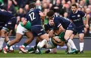 10 March 2018; Conor Murray of Ireland goes over to score his side's third try during the NatWest Six Nations Rugby Championship match between Ireland and Scotland at the Aviva Stadium in Dublin. Photo by Stephen McCarthy/Sportsfile
