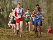 10 March 2018; Efrem Gidry, 463, of Le Cheile SS Tyrrelstown, Co Dublin, on his way to winning the senior boys 6000m from second place Sean O'Leary, 461, of St Aidan's CBS Dublin at the Irish Life Health All Ireland Schools Cross Country at Waterford IT in Waterford. Photo by Matt Browne/Sportsfile