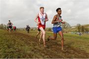 10 March 2018; Efrem Gidey, 463, of Le Cjeile SS Tyrrelstown, Co Dublin, on his way to winning the senior boys 6000m from second place Sean O'Leary of St Aidan's CBS Dublin during the Irish Life Health All Ireland Schools Cross Country at Waterford IT in Waterford. Photo by Matt Browne/Sportsfile