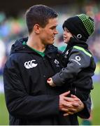 10 March 2018; Jonathan Sexton of Ireland with his son Luca following the NatWest Six Nations Rugby Championship match between Ireland and Scotland at the Aviva Stadium in Dublin. Photo by Ramsey Cardy/Sportsfile