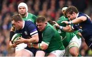10 March 2018; Stuart Hogg of Scotland is tackled by Tadhg Furlong of Ireland during the NatWest Six Nations Rugby Championship match between Ireland and Scotland at the Aviva Stadium in Dublin. Photo by Ramsey Cardy/Sportsfile