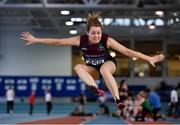 10 March 2018; Siobhan McCann of St.Michael's A.C., Co Offaly, competing the F40 Long Jump during the Irish Life Health National Masters Indoor Championships at Athlone IT in Athlone, Co Westmeath. Photo by Sam Barnes/Sportsfile
