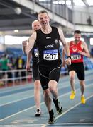 10 March 2018; Gavin Kelly of United Striders A.C. competing in the M50 400m during the Irish Life Health National Masters Indoor Championships at Athlone IT in Athlone, Co Westmeath. Photo by Sam Barnes/Sportsfile