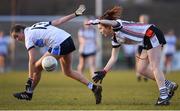 10 March 2018; Aimee Mackin of UUJ in action against Aine Breen of IT Sligo during the Gourmet Food Parlour HEC Lynch Cup Final match between University of Ulster Jordanstown and Institute of Technology Sligo at IT Blanchardstown in Blanchardstown, Dublin. Photo by David Fitzgerald/Sportsfile