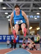 10 March 2018; Ursula Barrett of St. Brendan's A.C. , Co Kerry, competing in the F40 Long Jump during the Irish Life Health National Masters Indoor Championships at Athlone IT in Athlone, Co Westmeath. Photo by Sam Barnes/Sportsfile