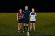 10 March 2018; Referee Dave Murphy with team captains Aine McAlister of St Mary's and Kate Mannix of IT Tralee before the Gourmet Food Parlour HEC Moynihan Cup Final match between St Mary's Belfast and Institute of Technology Tralee at the GAA National Games Development Centre in Abbotstown, Dublin. Photo by Piaras Ó Mídheach/Sportsfile