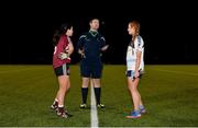 10 March 2018; Referee Dave Murphy performs the coin toss with team captains Aine McAlister of St Mary's and Kate Mannix of IT Tralee before the Gourmet Food Parlour HEC Moynihan Cup Final match between St Mary's Belfast and Institute of Technology Tralee at the GAA National Games Development Centre in Abbotstown, Dublin. Photo by Piaras Ó Mídheach/Sportsfile