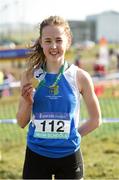 10 March 2018; Maeve Gallagher of St Josephs, Castlebar, Co. Mayo, after winning the intermediate girls 3500m during the Irish Life Health All Ireland Schools Cross Country at Waterford IT in Waterford. Photo by Matt Browne/Sportsfile