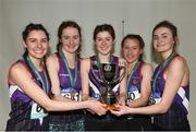 10 March 2018; The Waterpark College, Co Waterford, team, from left, Orla O'Connor, Ruth Heery, Anna O'Connor, Una O'Brien and Olivia Queally after winning the senior girls 2500m during the Irish Life Health All Ireland Schools Cross Country at Waterford IT in Waterford. Photo by Matt Browne/Sportsfile