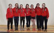10 March 2018; The Mount Sackville, Co Dublin, team that came third in the minor girls 2000m during the Irish Life Health All Ireland Schools Cross Country at Waterford IT in Waterford. Photo by Matt Browne/Sportsfile