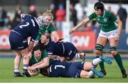 11 March 2018; Paula Fitzpatrick of Ireland is tackled by Sarah Bonar, above, and Lana Skeldon of Scotland during the Women's Six Nations Rugby Championship match between Ireland and Scotland at Donnybrook Stadium in Dublin. Photo by David Fitzgerald/Sportsfile