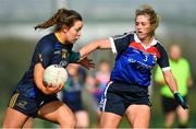 11 March 2018; Aisling Greene of DCU in action against Aine Byrne of WIT during the Gourmet Food Parlour HEC Giles Cup Final match between DCU and WIT at the GAA National Games Development Centre in Abbotstown, Dublin. Photo by Eóin Noonan/Sportsfile