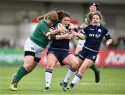 11 March 2018; Lisa Thompson of Scotland is tackled by Fiona Reidy of Ireland during the Women's Six Nations Rugby Championship match between Ireland and Scotland at Donnybrook Stadium in Dublin. Photo by David Fitzgerald/Sportsfile