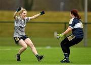 11 March 2018; Aoife Mc Gough, left, of U.U.C. celebrates with her team mate Laura Kane after the Gourmet Food Parlour HEC Lagan Final match between U.U.C and A.I.T at the GAA National Games Development Centre in Abbotstown, Dublin. Photo by Eóin Noonan/Sportsfile