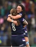 11 March 2018; Deborah McCormack of Scotland, right, and team mate Siobhan McMillan celebrate following their side's victory in the Women's Six Nations Rugby Championship match between Ireland and Scotland at Donnybrook Stadium in Dublin. Photo by David Fitzgerald/Sportsfile