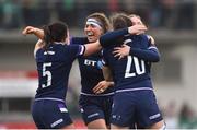 11 March 2018; Scotland players celebrate at the final whistle following their side's victory in the Women's Six Nations Rugby Championship match between Ireland and Scotland at Donnybrook Stadium in Dublin. Photo by David Fitzgerald/Sportsfile