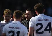 11 March 2018; Kildare manager Cian O'Neill speaks to his team ahead of the Allianz Football League Division 1 Round 5 match between Kildare and Mayo at St Conleth's Park in Newbridge, Kildare. Photo by Daire Brennan/Sportsfile
